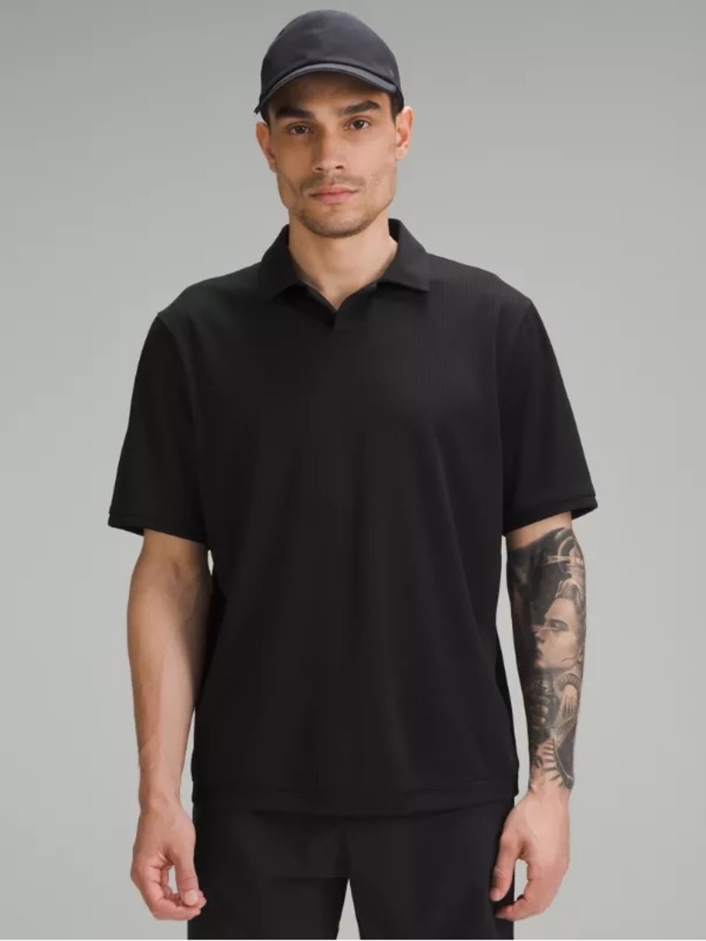 NWT Lululemon Small Textured Mesh Black Short-Sleeve Polo Shirt